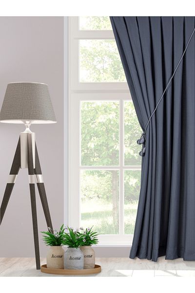 Karesi Karesi̇ Yi̇ği̇t Curtain Dark Anthracite Color 1/3 Thick Plissed Linen Background Curtain (Product Is Brachol Gifted)