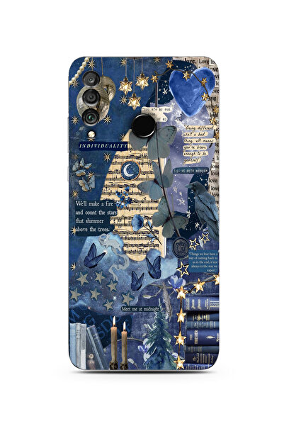 moonset Huawei P30 Lite Uyumlu Kolaj Tasarımlı Baskılı Şeffaf Telefon Kılıfı