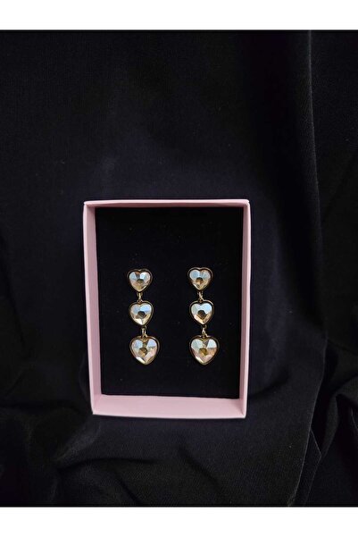 mixify أقراط على شكل قلب من الفولاذ – موديل معلق مكون من 3 قطع