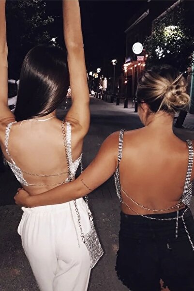 LIVOSH Блестящий бюстгальтер с блестящими камнями и цепочками