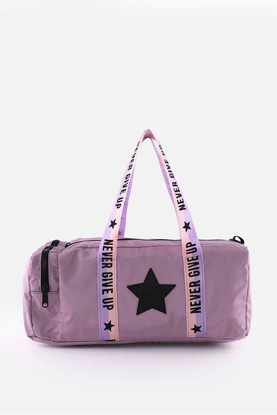 ICONE BAG Geantă sport pentru fete liliac cu imprimeu stea - cu model și fermoar