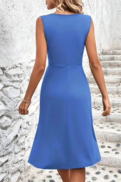 Viyamo Rochie Janjan Crepe pentru femei, sezon nou, cu bretele, decolteu în V, cu detaliu încrucișat în față