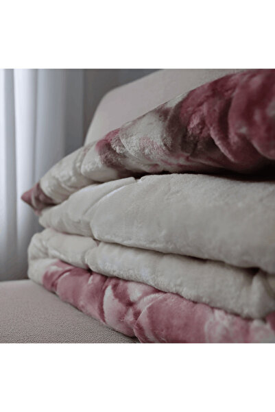 Brava Casa Royal Bloom Blanket, Cream with Pink Flowers, 200x240 cm, Soft, Warm, Oeko-Tex Certified, BravaCasa