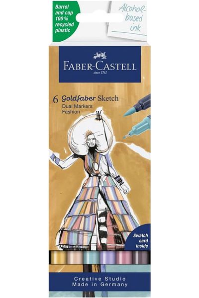 STOREMAX Ntwork Gofa Sketch Fashion Marker Set, 6 Pcs, Double Tip, 0.6 mm Fineliner Tip, Permanent Ink
