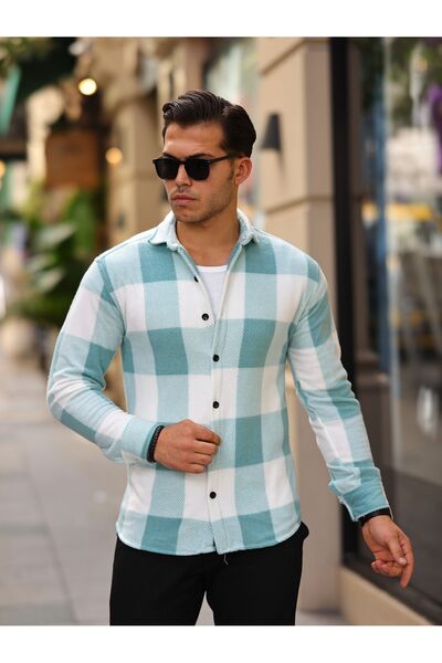 comstar Erkek Kışlık Basic Polar Oversize Mint Oduncu Gömlek