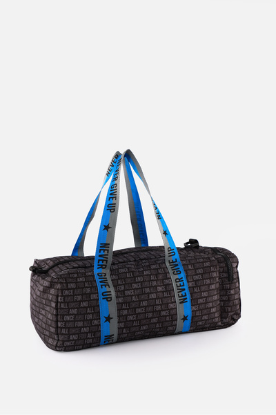 ICONE BAG Erkek Çocuk Yazı Baskılı Spor Çanta, Yan Cepli Spor Çanta, Fermuarlı Detaylı Çocuk Spor Çanta, Siyah