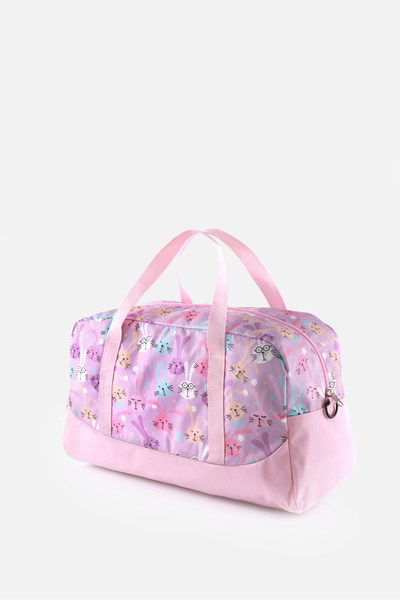 ICONE BAG Kız Çocuk Tavşan Baskılı Spor Çanta, Cepli Spor Çanta, Fermuarlı Detaylı Çocuk Spor Çanta,
