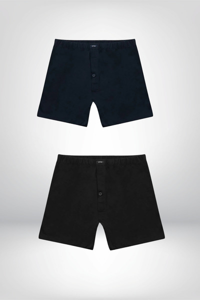 Eros Men's Black-Navy Blue Hidden Waist Elastic 2-Piece Slip Boxed 9010400003800000