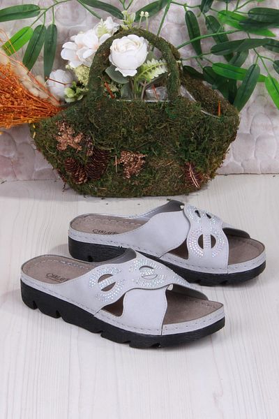 fort 220507   Gray Comfortable Flexible Anatomical Women's Slippers