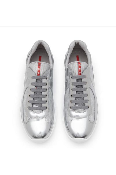 Prada Sport Americas Cup Silver Metallic Men's Sneakers