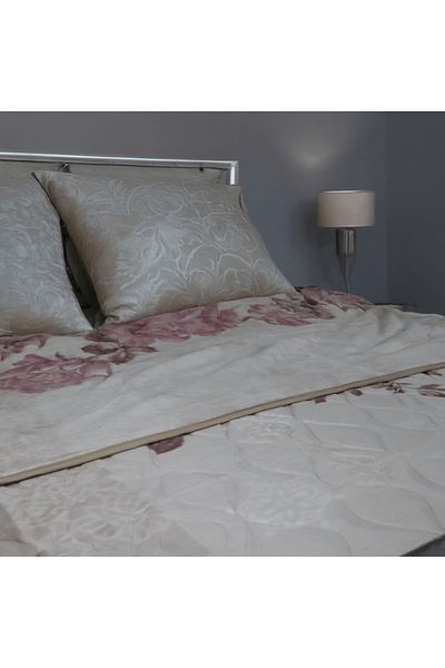 Brava Casa Royal Bloom Blanket, Cream with Pink Flowers, 200x240 cm, Soft, Warm, Oeko-Tex Certified, BravaCasa