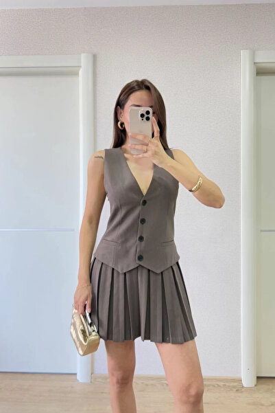 İndigo Park Yelekli Mini Elbise- Bordo