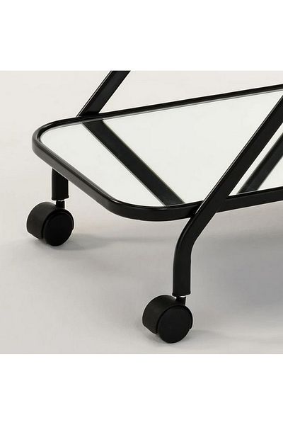 private house Matte black Taiwanese glass steel tea trolley