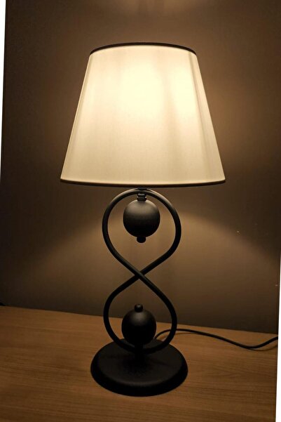 Taşcan Aydınlatma Delhi Siyah Ayaklı Abajur Masa Lambası Krem Şapka Salon Yat...