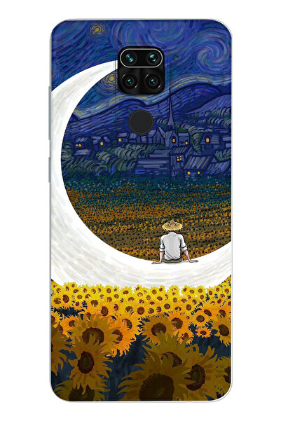 moonset Xiaomi Redmi Note 9 Uyumlu Van Gogh Tasarımlı Baskılı Şeffaf Telefon ...