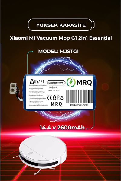 MRQ Xiaomi Mi Vacuum Mop G1 2in1 Essential Robot Süpürge Bataryası (Yüksek Ka...