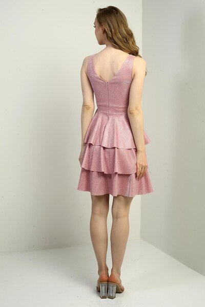 By Saygı Μπροστινό πίσω φόρεμα με λαιμό V λαιμό γκλίτερ