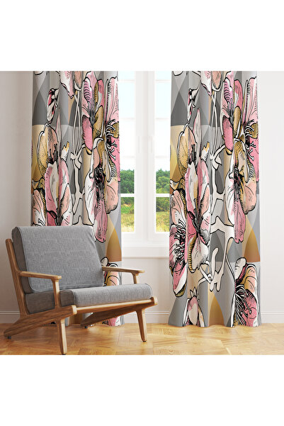 LadiesHome Büyük Çiçek Desenli Fon Perde – Zarif & Romantik Dokunuş 140x260 C...