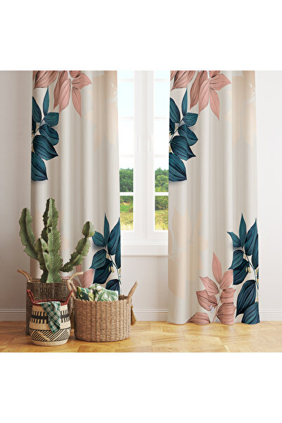 LadiesHome Large Leaf Patterned Background Curtain – Natural & Aesthetic Touch 140X260 cm Single Wing