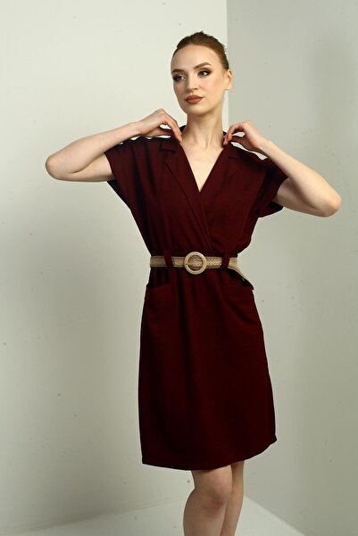 By Saygı Women's Bag Pocket Belted Dress