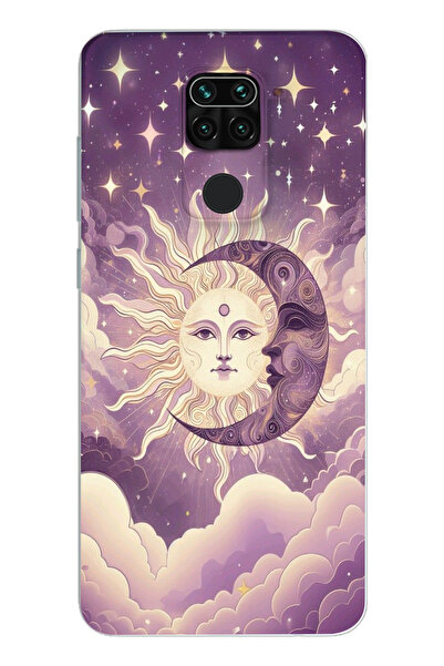 moonset Xiaomi Redmi Note 9 Uyumlu Ay ve Güneş Tasarımlı Baskılı Şeffaf Telef...