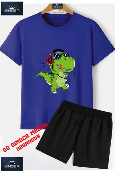 SS SİNSER Tricou cu gât rotund cu imprimeu special pentru copii „DINOSAUR HEA...
