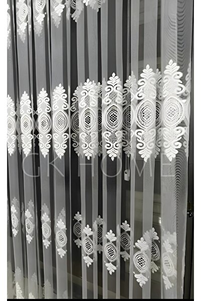 SAYDEMİR HOME Lüks Brode Desenli Tül Perde – Sık Pileli 1/3 Dikim, Salon Için...