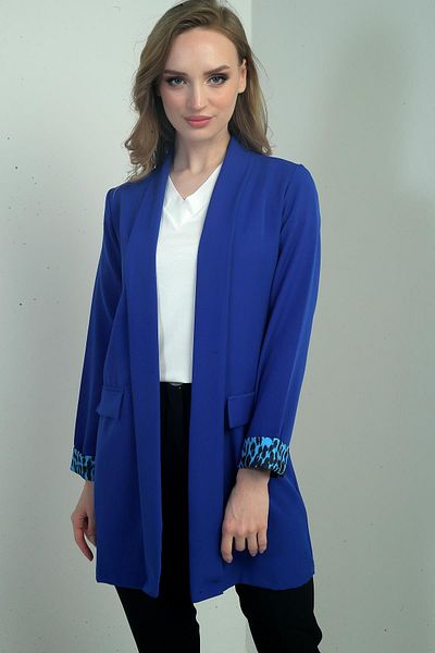 By Saygı Jachetă lungă din Lycra cu model leopard pentru femei