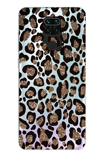 moonset Xiaomi Redmi Note 9 Uyumlu Leopar Tasarımlı Baskılı Şeffaf Telefon Kı...
