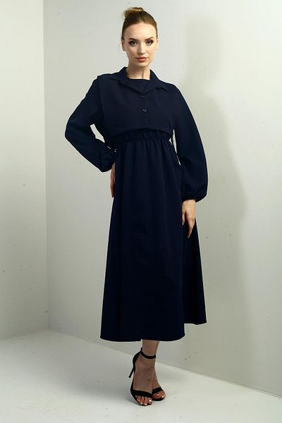 By Saygı Rochie midi cu mânecă lungă, cu nasturi, pentru femei