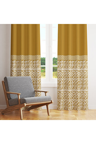 LadiesHome Decorative Geometric Border Background Curtain – Original & Stunning Design 140X260 cm Single Wing