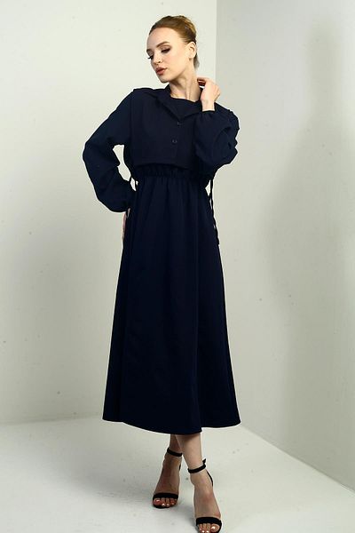 By Saygı Rochie midi cu mânecă lungă, cu nasturi, pentru femei