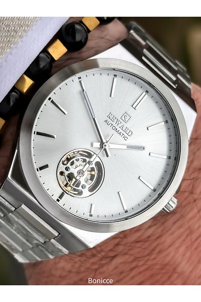 Reward Silver Navy Steel Cord,Steel Case,Automatic (Without Battery),5 Atm,Vip Men Wristwatch with Bracelet Gift