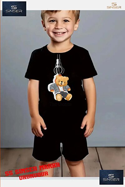 SS SİNSER Tricou cu gât rotund cu imprimeu special pentru copii „BEAR TOY BRE...