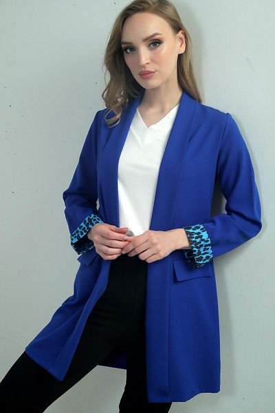 By Saygı Jachetă lungă din Lycra cu model leopard pentru femei