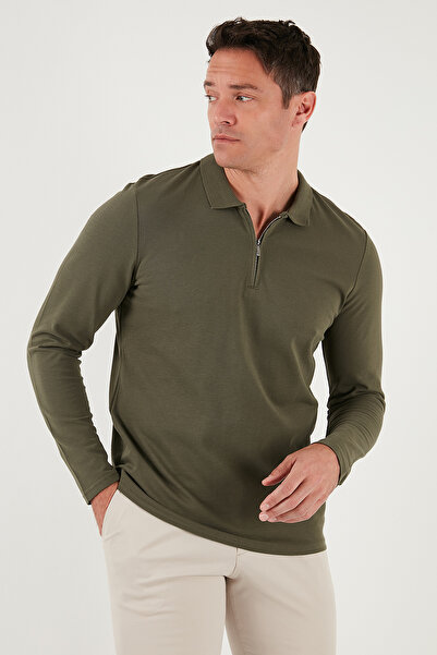 Buratti Cotton Slim Fit Half Zipper Polo Neck Sweat Men's Sweat 5903010