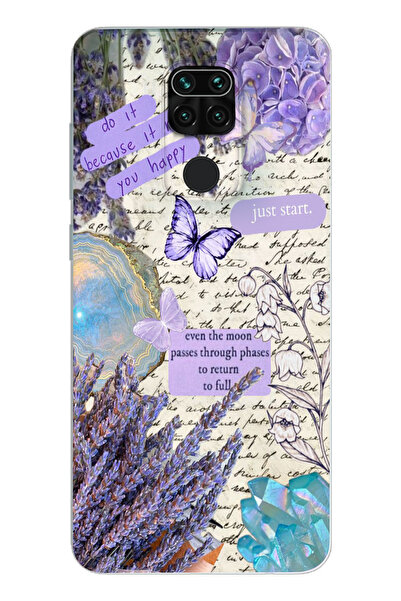 moonset Xiaomi Redmi Note 9 Uyumlu Just Start Tasarımlı Baskılı Şeffaf Telefo...