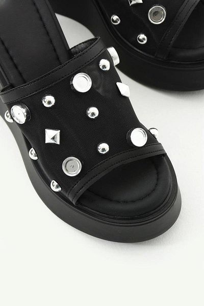 SEEM & BE Дамски черни чехли с платформа и клин от тюл Darcy Accessorized