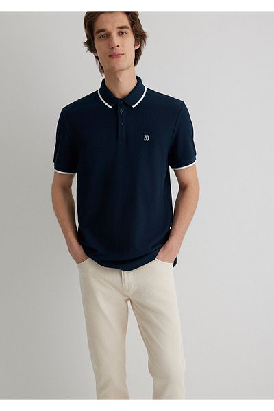 Mavi Polo triko Slim Fit v námořnické modré – detailní proužek, Slim Fit066039-30651