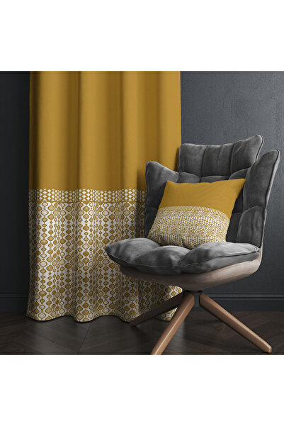 LadiesHome Decorative Geometric Border Background Curtain – Original & Stunning Design 140X260 cm Single Wing