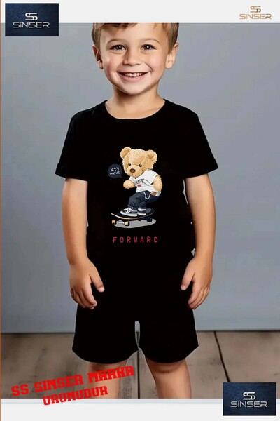 SS SİNSER Tricou cu gât rotund cu imprimeu special pentru copii „BEAR FORWARD...