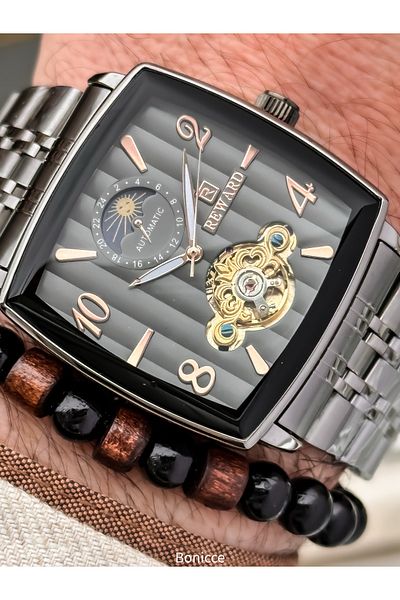 Reward Smoked Steel Cord,Steel Case,Automatic (Without Battery),5 Atm,Vip Men's Wristwatch Bracelet Gift