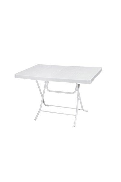 Omnipazar MT-GFM240 Prma Roccia Plastik Kare Bahçe Balkon Masa 70x110 cm Beyaz