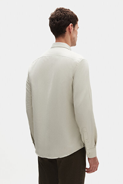 D'S Damat Slim Fit Slim Fit Sage Oxford Button Collar Easy-Iron Cotton Shirt