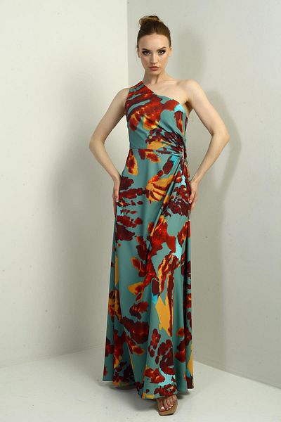 By Saygı Rochie lungă din satin creponat cu un singur umăr pentru femei