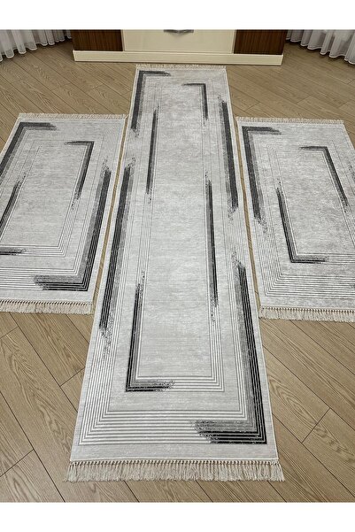 ALLGELSİN Yatak Odası Halısı Seti 3 'lü Yatak Odası Halı Takımı 2 Adet 80x150 1 Adet 80x300 Halı Seti Yolluk