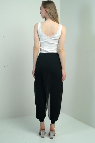 By Saygı Women's Top Chiffon Elastic Waist Shalwar Trousers