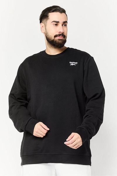Reebok سويت شيرت رجالي رياضي بأكمام طويلة مناسب للخارج، أسود