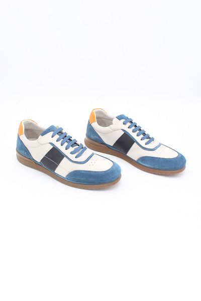 ENDİCAN 064 231073   Men's Genuine Leather Sports Shoes Blue White Khaki