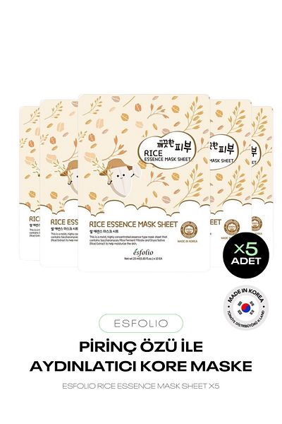 Esfolio X5 Advantageous Set - Brightening Korean Rice Mask Korean Rice Essence Sheet Mask Paper Mask